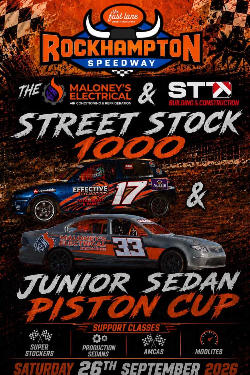 Junior Sedan Piston Cup and Street Stock 1000 event poster